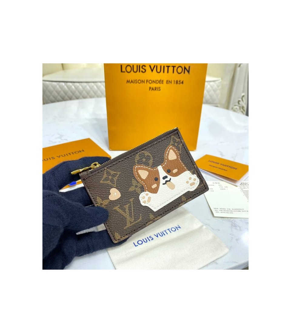 Louis Vuitton Cute Corgi Coin Pouch Brown view 2