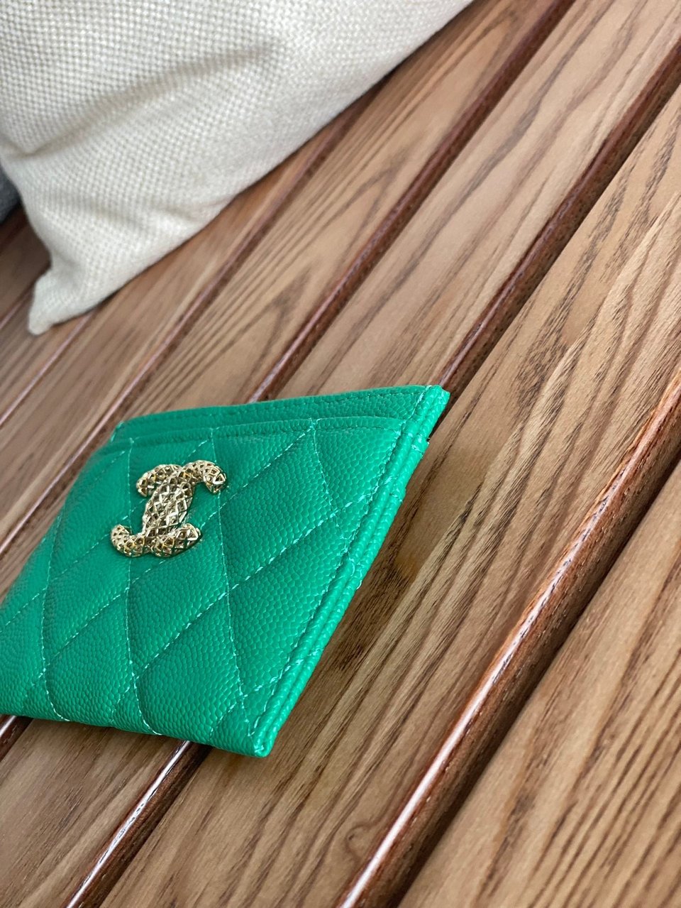 Chanel Card Holder 10Cm Dark Green Caviar view 8