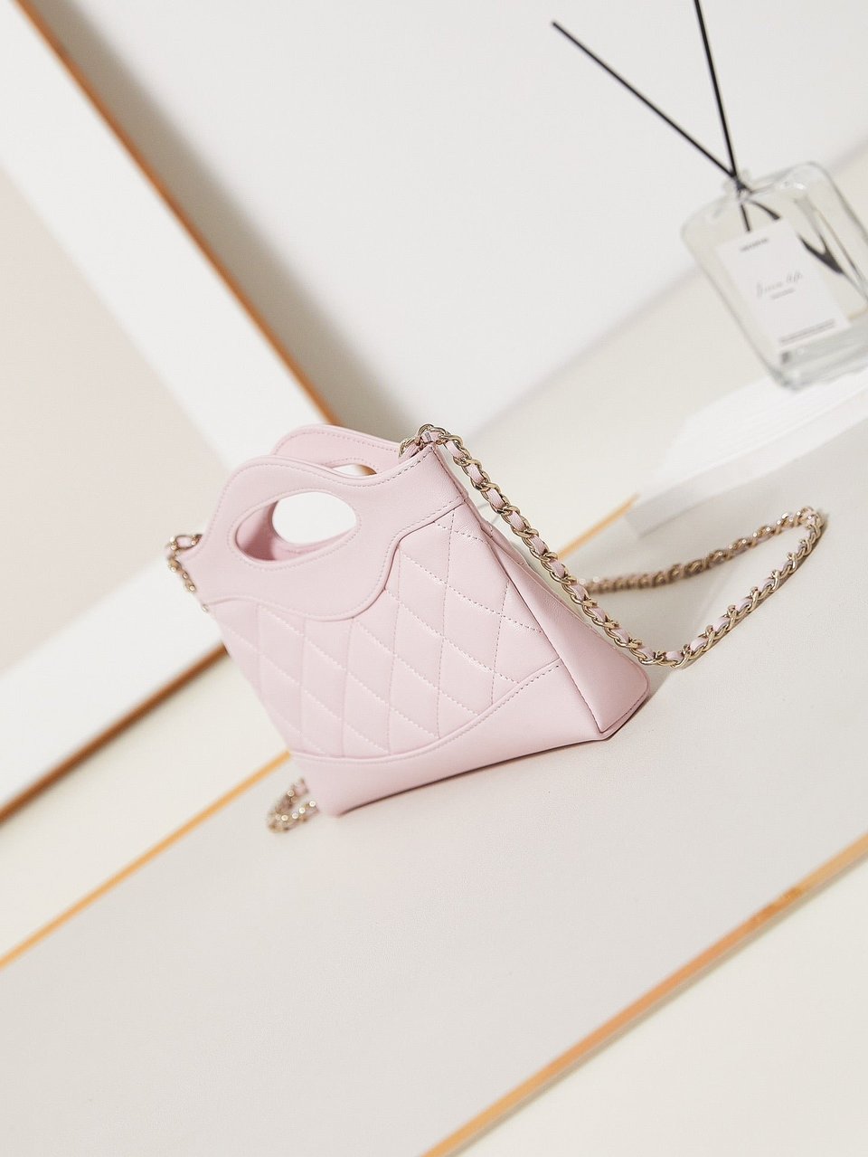 Chanel 24S31 Nano Shopping Bag 17.5Cm Light Pink Lambskin Gold Hardware view 10