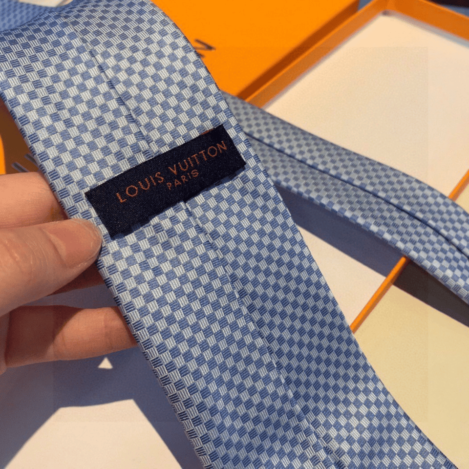 Louis Vuitton Blue Geometric Woven Canvas Tie For Men view 6