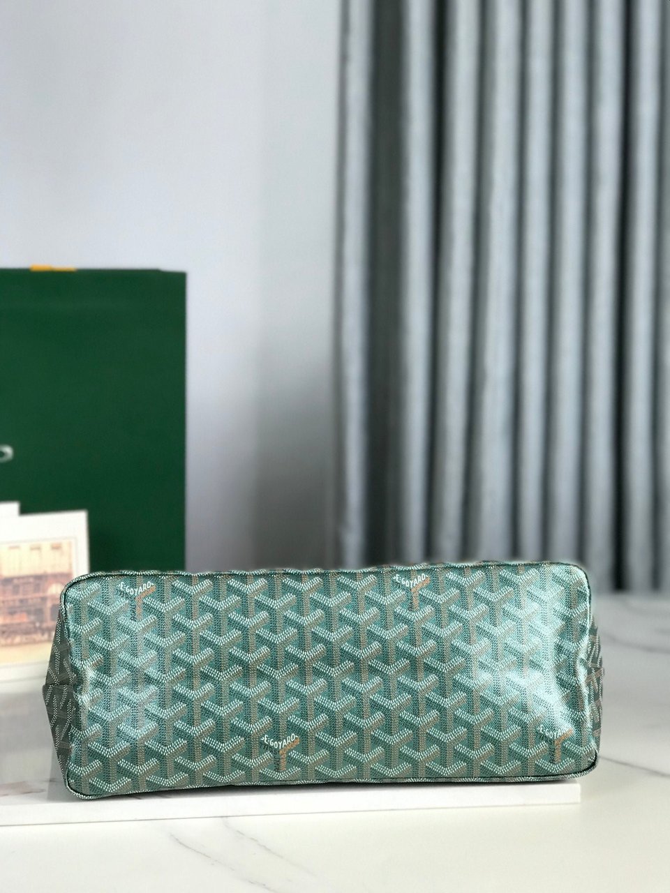 Goyard Bohème Hobo Bag 42Cm Green Canvas Chevroches Calfskin view 4