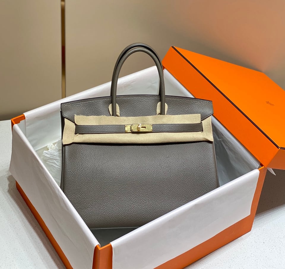 Hermes Birkin 35Cm Dark Grey Togo Leather Gold Hardware