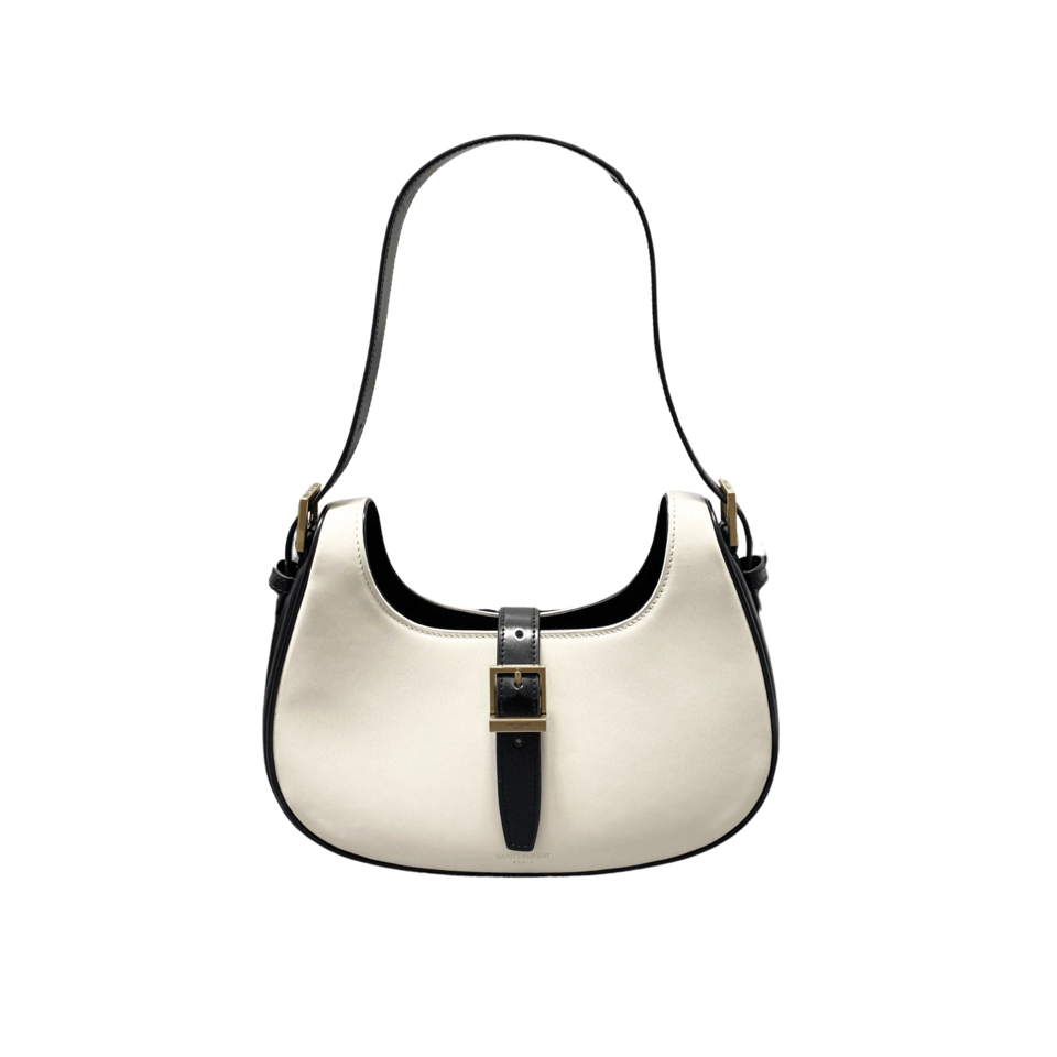Saint Laurent Le Fermoire Leather Shoulder Bag Black White 25Cm view 2