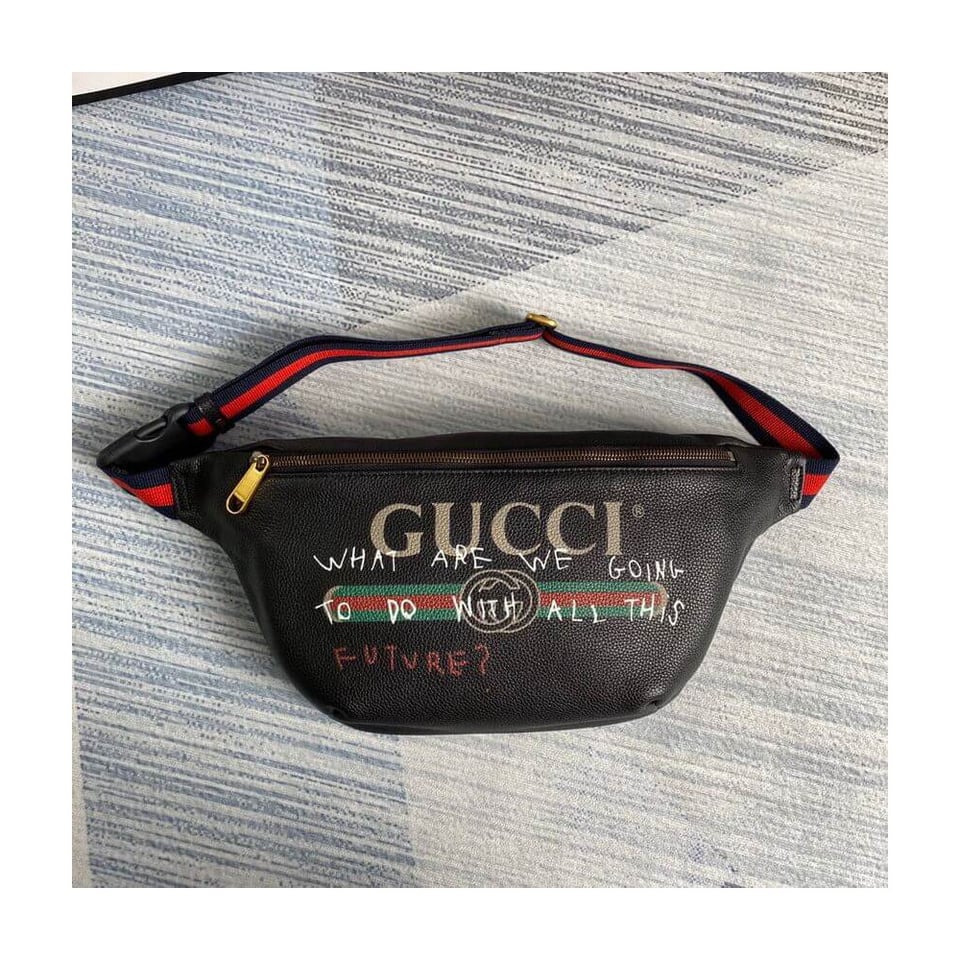Gucci Leather Coco Capitan Vintage Logo Belt Bag Black view 6
