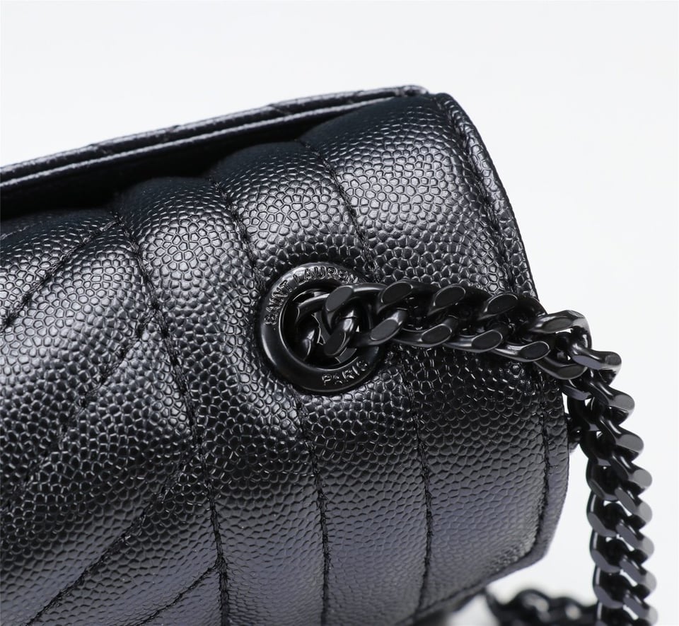 Saint Laurent Envelope Small Bag In Mix Matelasse Grain De Poudre Embossed Black Noir view 4