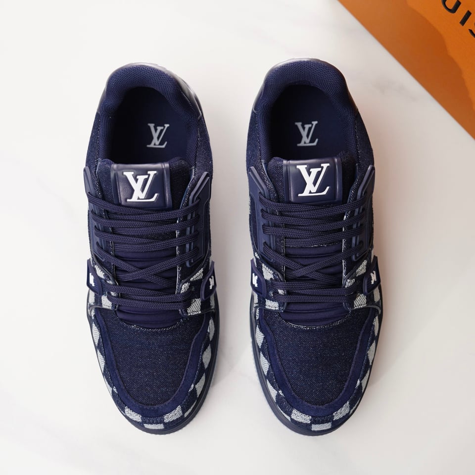 LV Trainer Sneaker Damier Denim Blue for Men 1AIK58 view 7