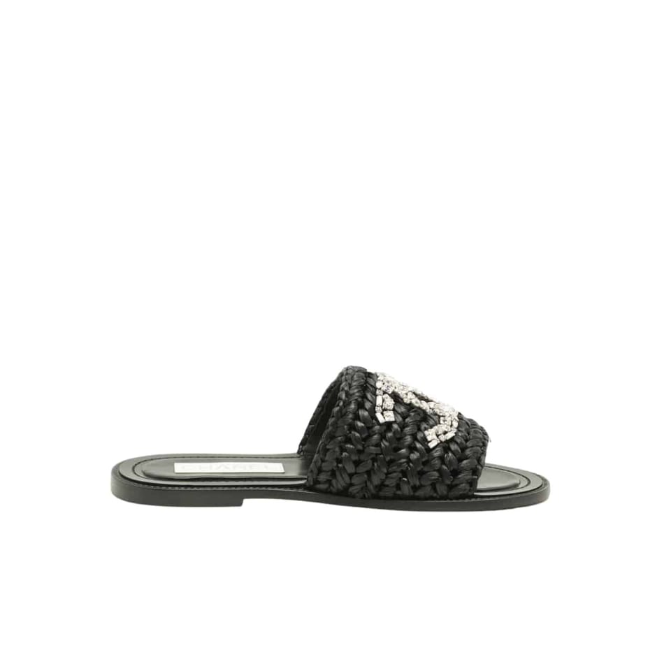 Chanel Coco Mark 23Ss Straw And Leather Sandals view 2