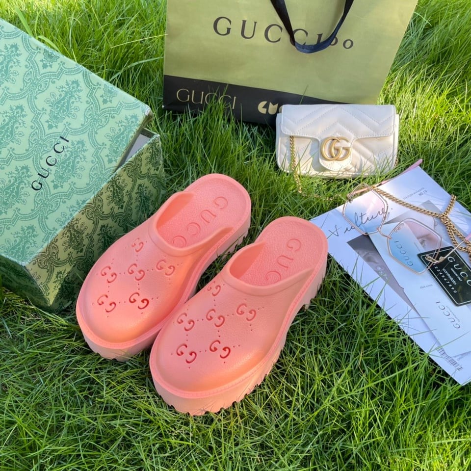 Gucci Men’S Slip On Sandal Pink Gg Rubber view 5