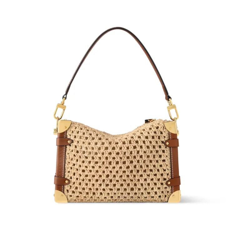 Louis Vuitton MM Side Trunk Bag 23.5cm/9.3in Natural Color/Brown Raffia Cloud M14405