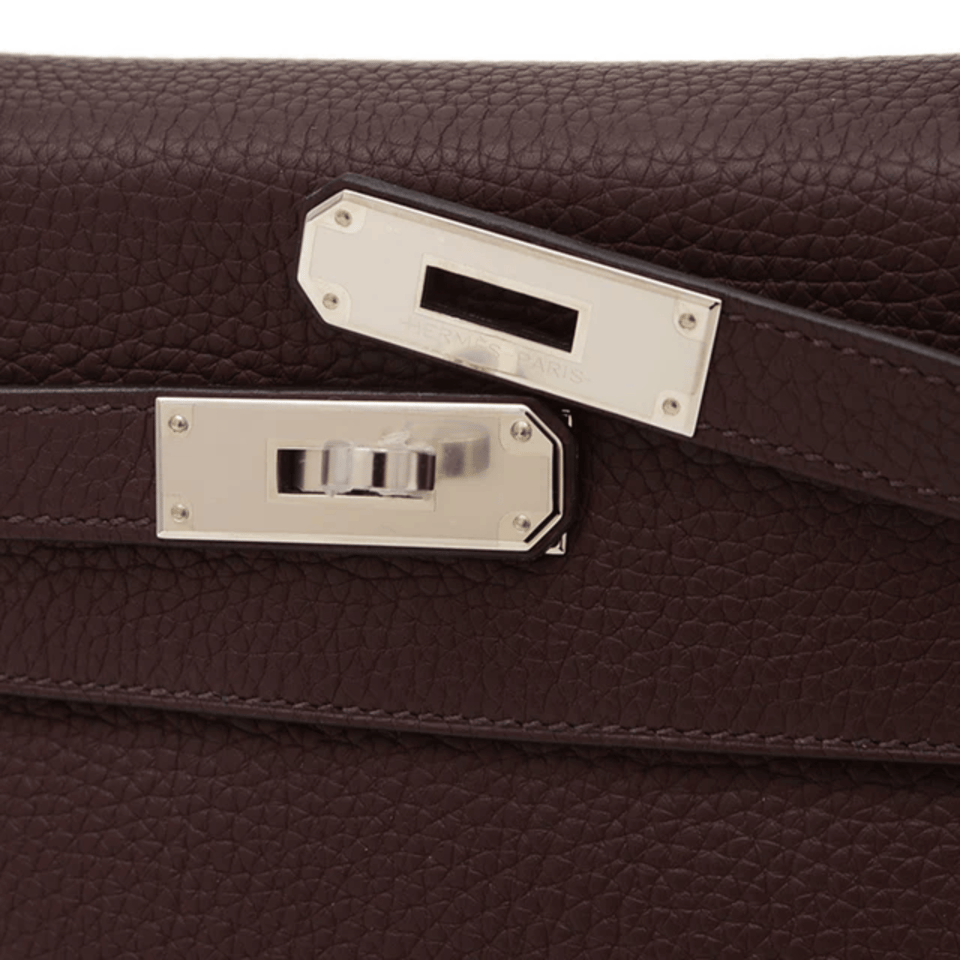 Hermes Kelly 28 Bag In Chocolate Brown Leather For Women 28cm/11in view 5