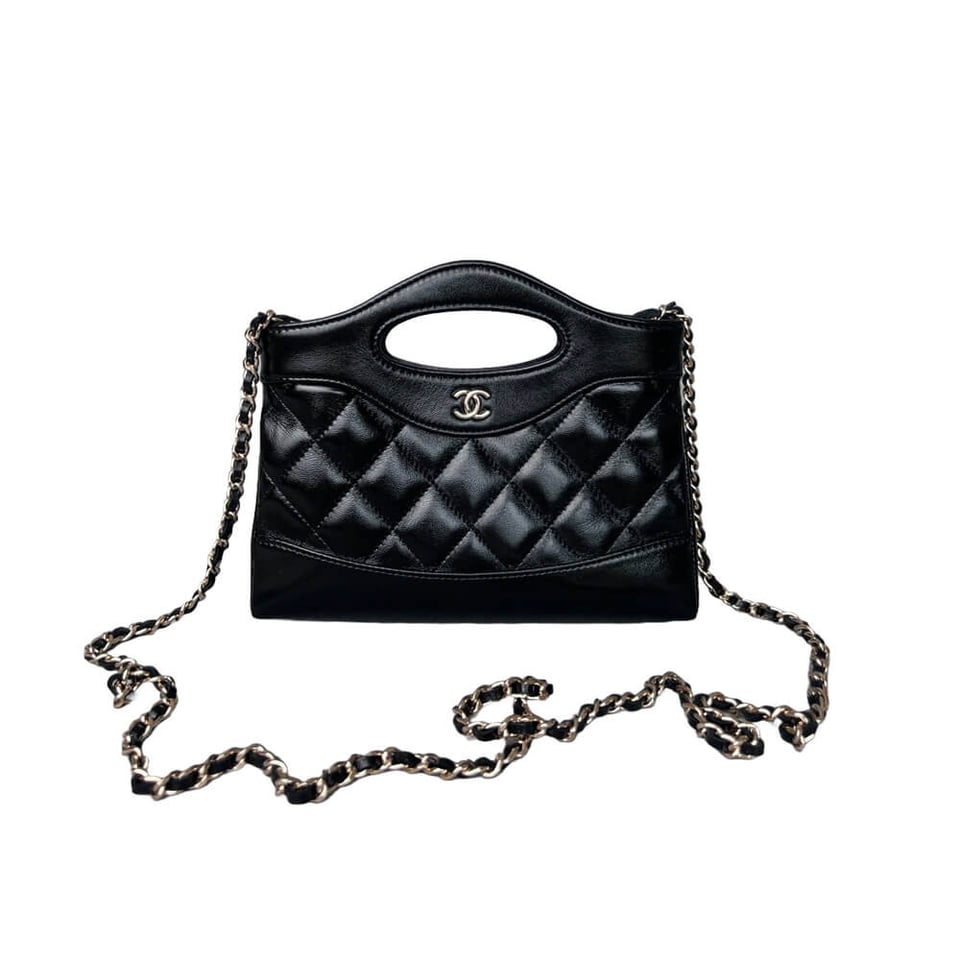 Chanel 31 Mini Shopping Bag Chain Clutch Shiny Lambskin view 2