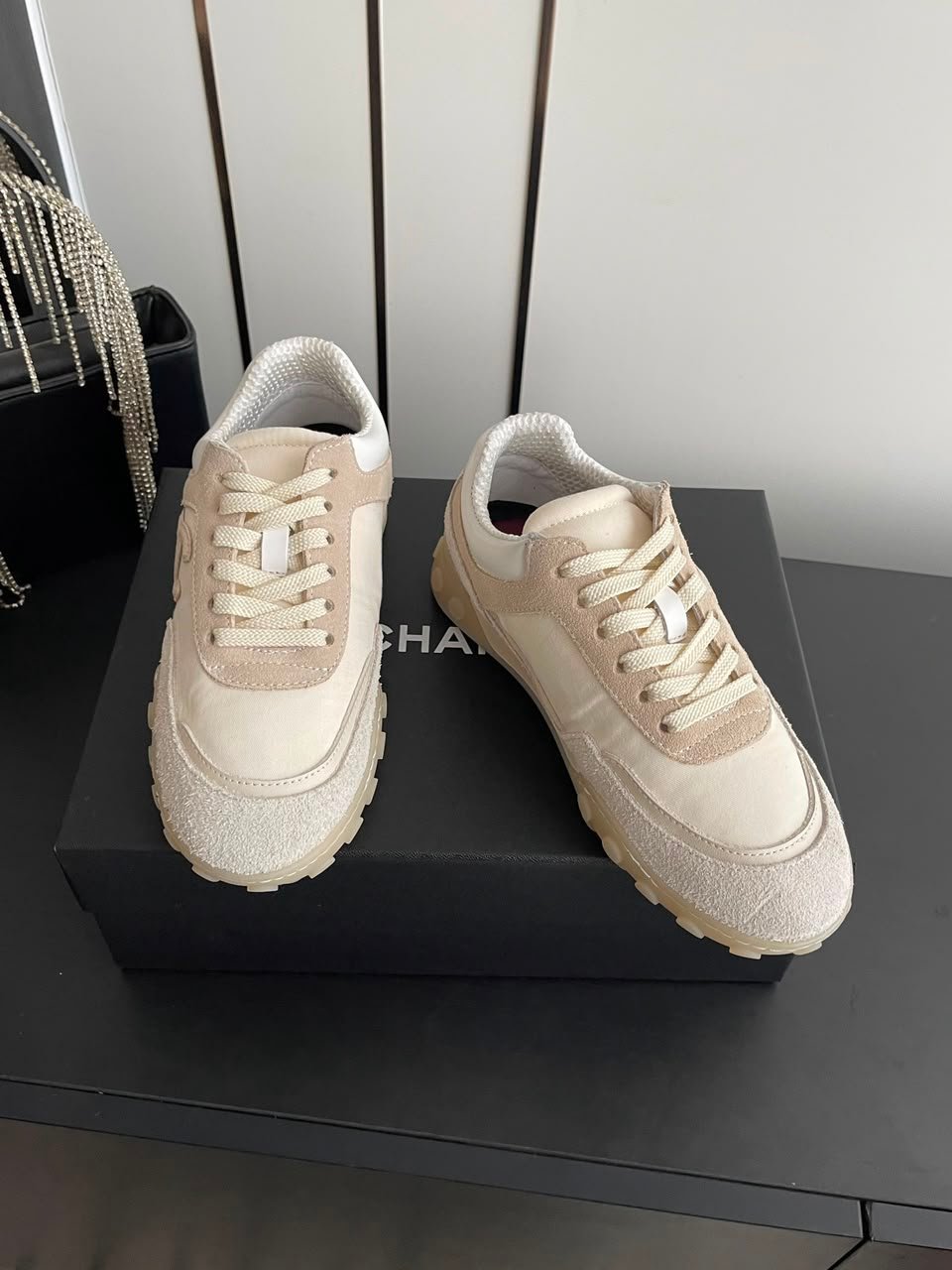 Chanel Sneakers Mixed Fibers, Suede &amp; Leather Ivory G47269 view 7