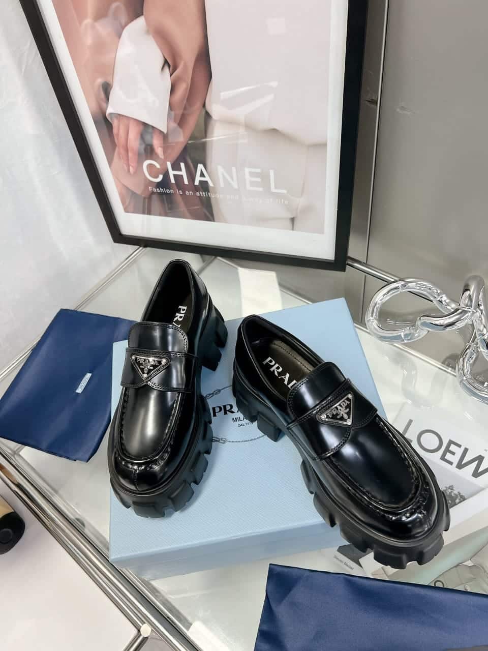 Prada Brushed Leather Monolith Loafers 1D649Mb4Lf0002Fb055 view 8