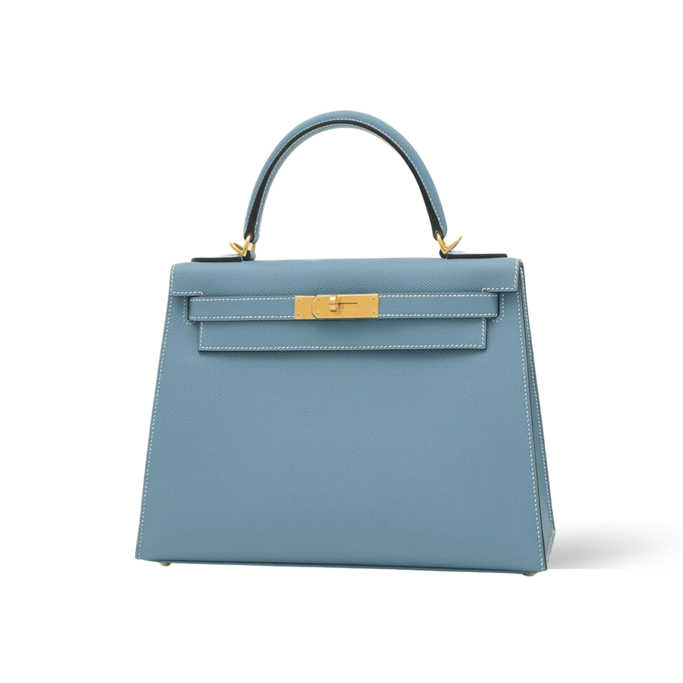 Hermes Kelly 28 Bag In Blue Jean Epsom Leather For Women 28cm/11in view 2
