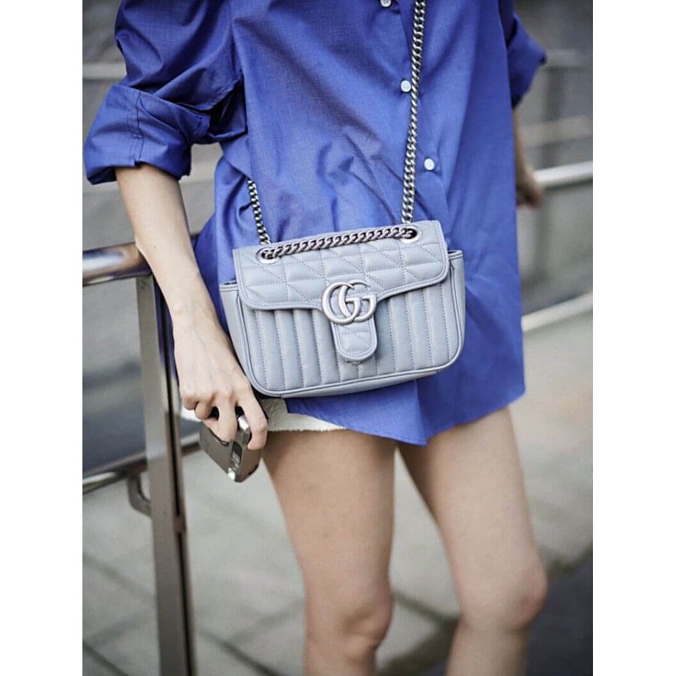Gucci GG Marmont Mini Shoulder Bag Grey view 9