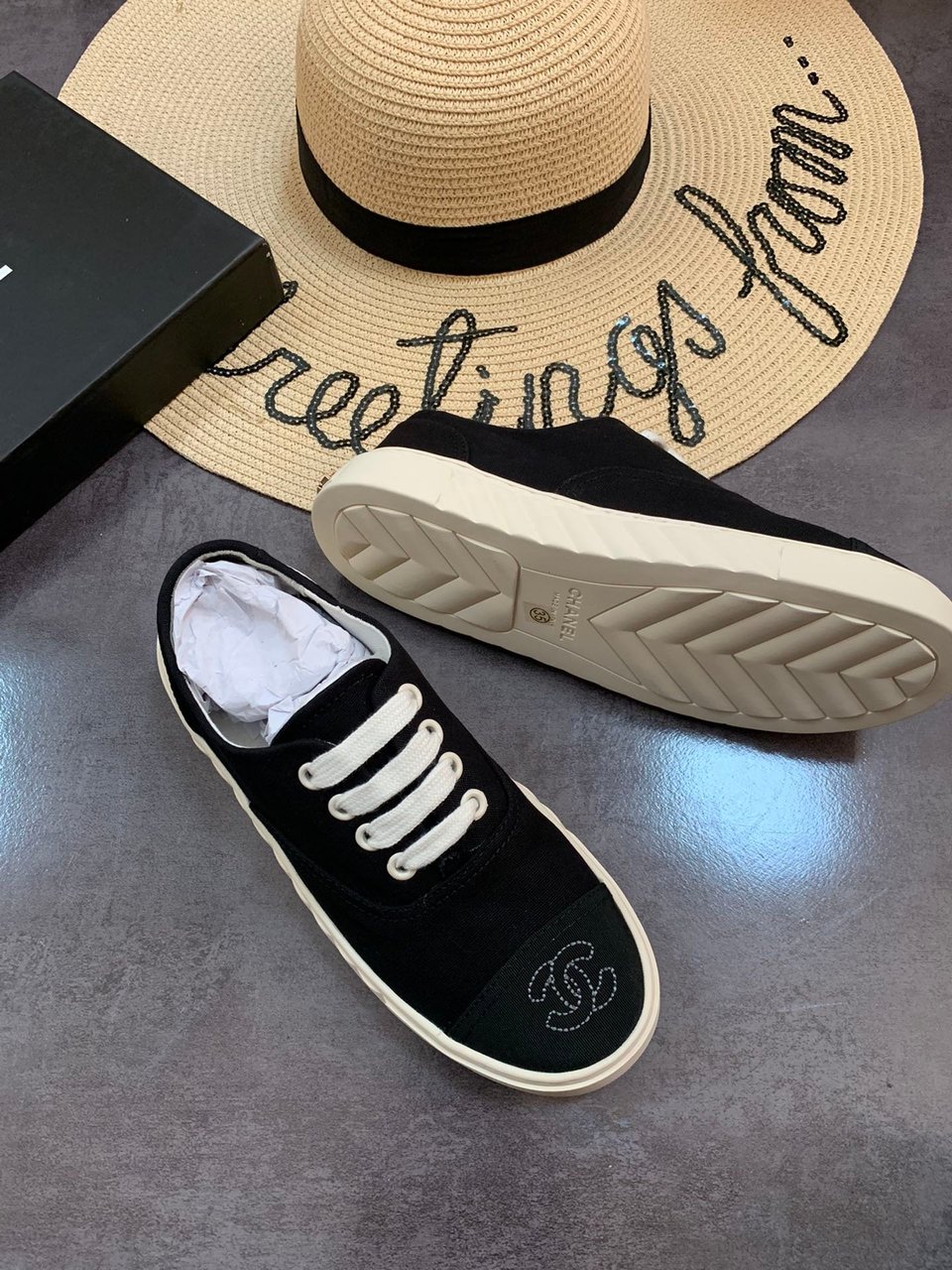 Chanel Cc Sneakers Canvas Mix In Black view 6