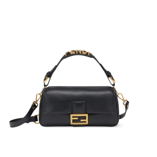 Fendi Baguette Bag Black Leather 25Cm/ 9.8 in