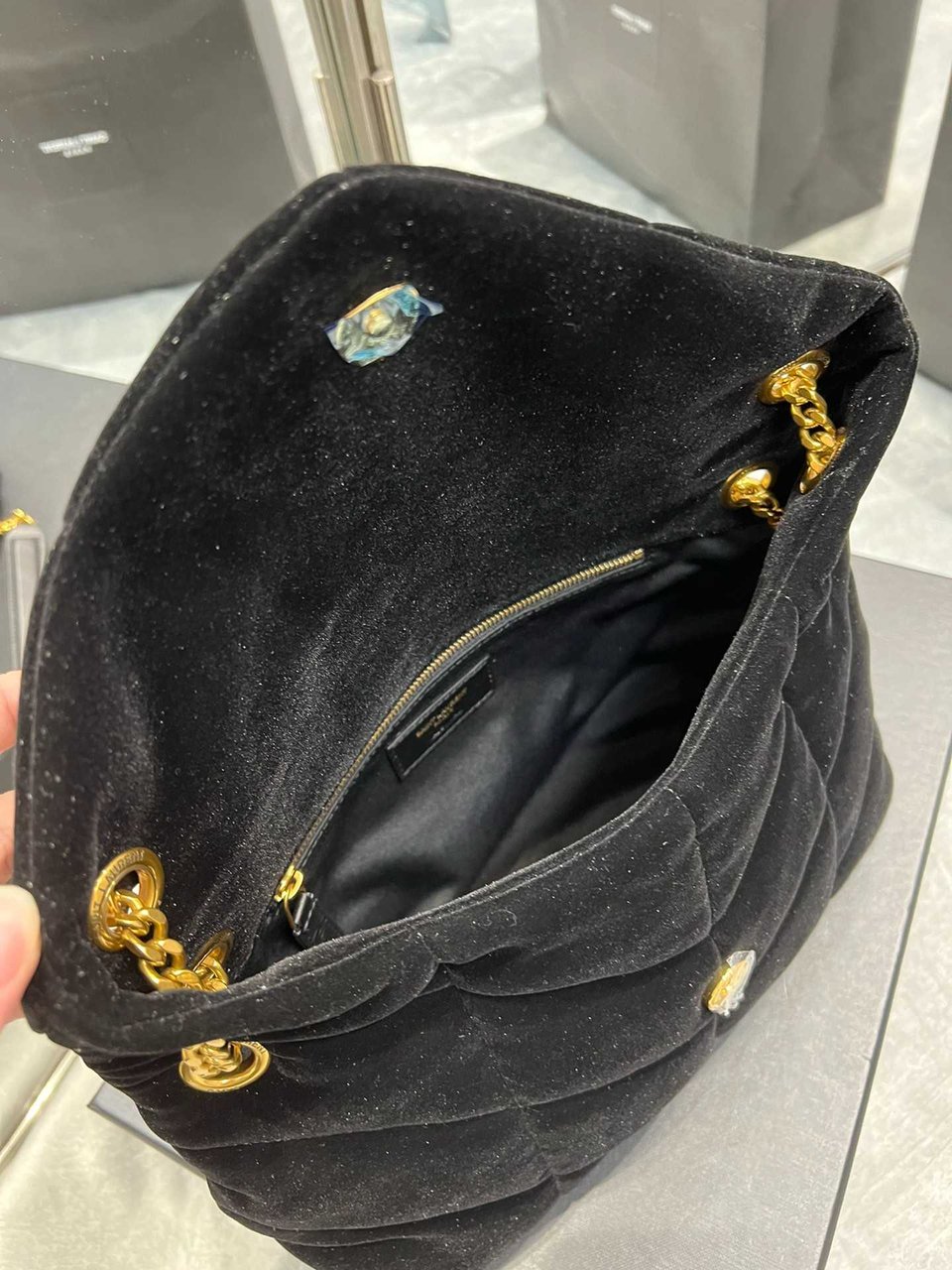 Saint Laurent Lou Puffer Toy Bag In Quilted Black view 7