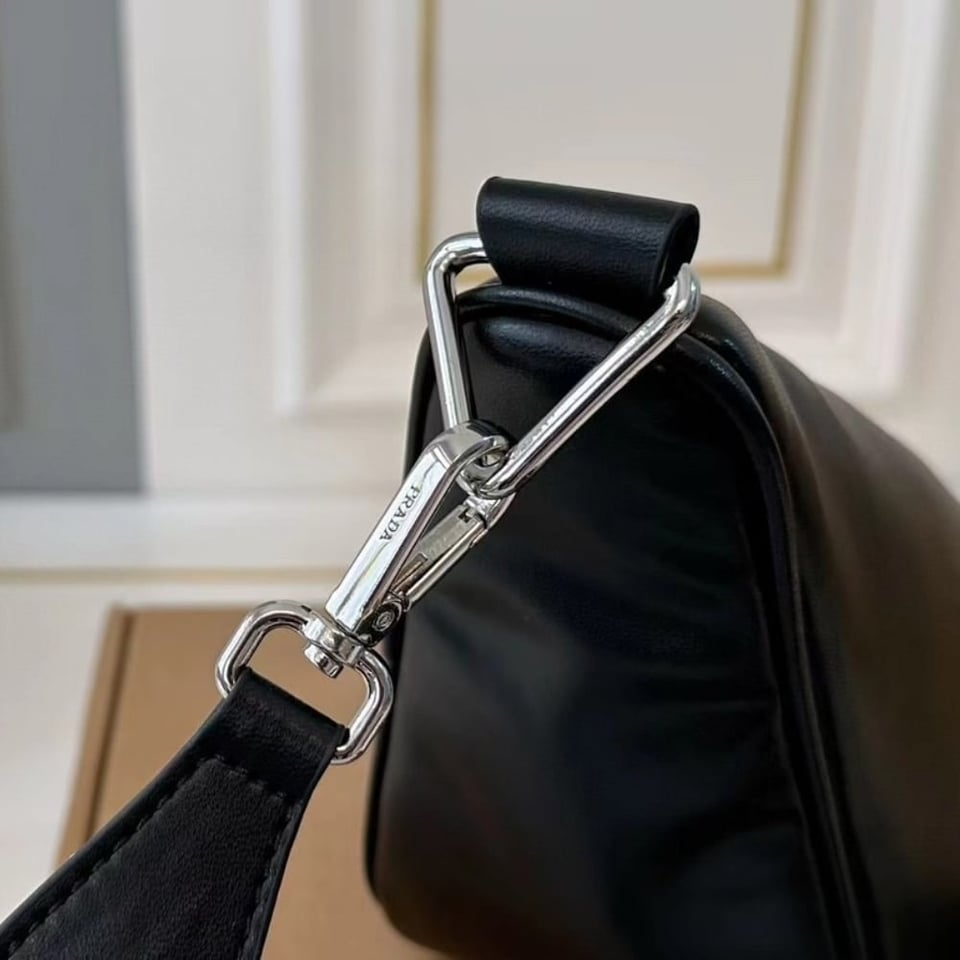 Prada Triangle Shoulder Bag Black 27Cm view 9