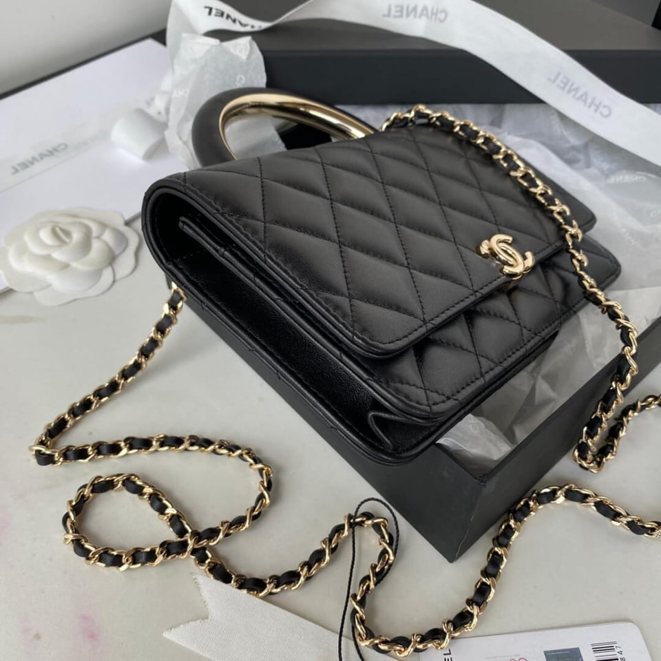 Chanel Wallet On Chain Top Handle Lambskin WOC view 12
