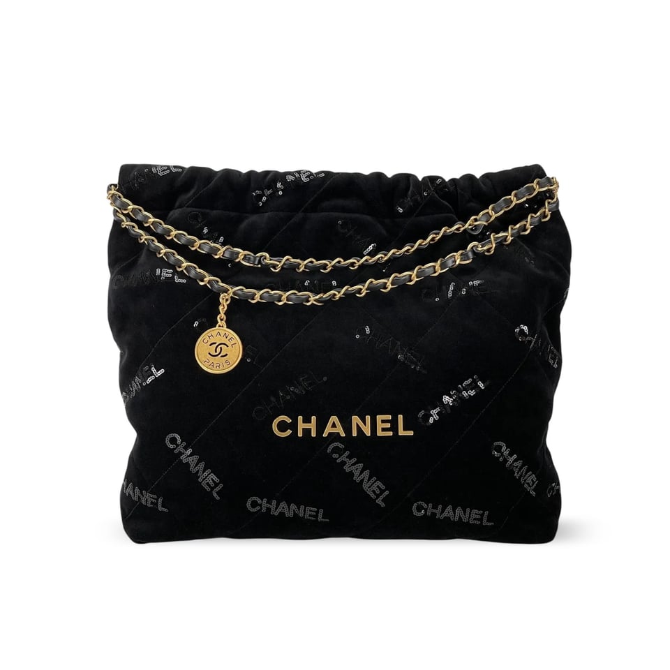 Chanel 22 Small Handbag Velvet With Sequins 37cm view 2