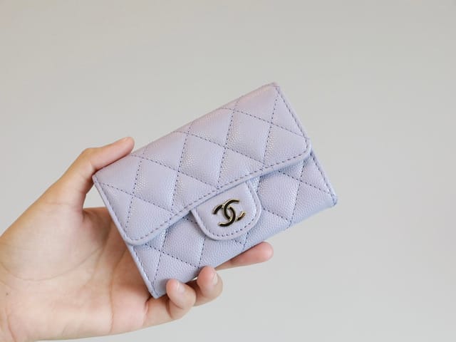 Chanel Flap Card Holder 11.3 Light Purple Grained Calfskin Gold Icon