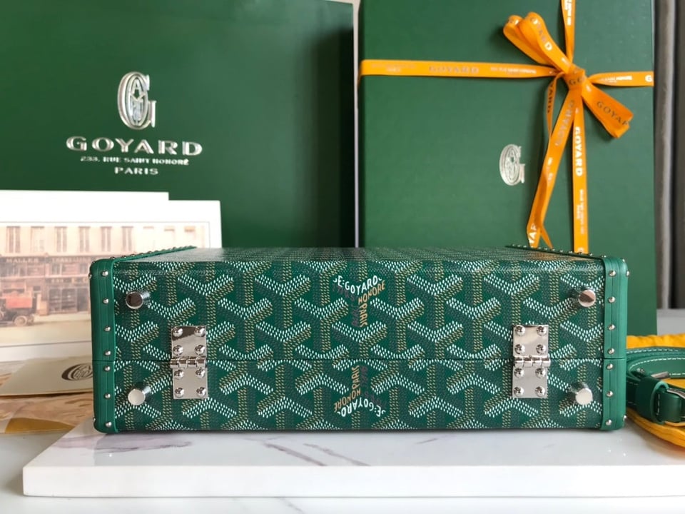 Goyard Grand Hôtel Trunk Bag 24.5cm Green Goyardine Canvas And Calfskin view 6