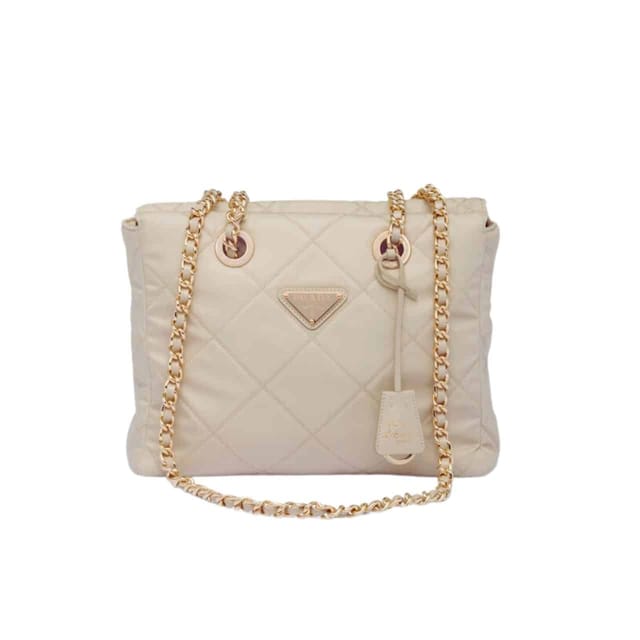 Prada Re Edition 1995 Chaîne Re Nylon Tote Bag Beige 27Cm