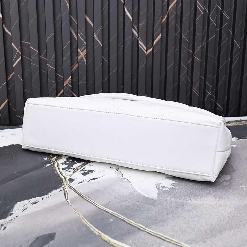 Saint Laurent Sade Puffy Leather Envelope Clutch Bag White view 6