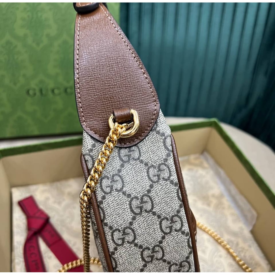 Gucci Half-Moon-Shaped Mini Bag with Interlocking G Brown view 17
