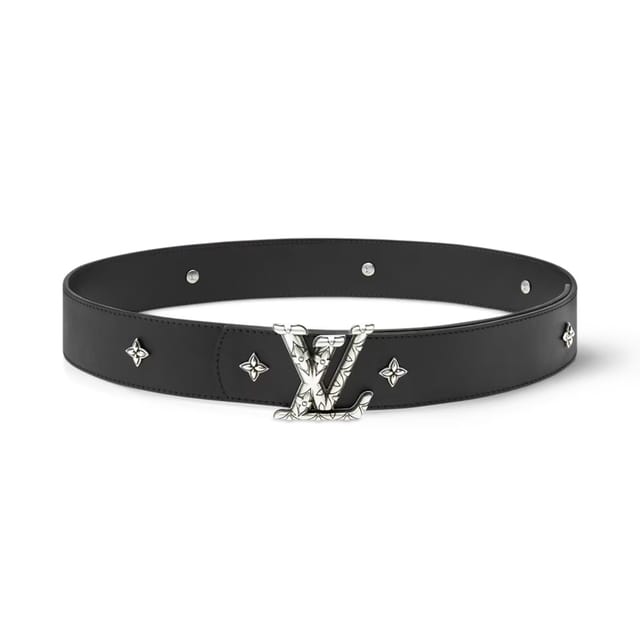 Lv Dimension Drift Flower Studs 40mm Reversible Belt Black M4648V
