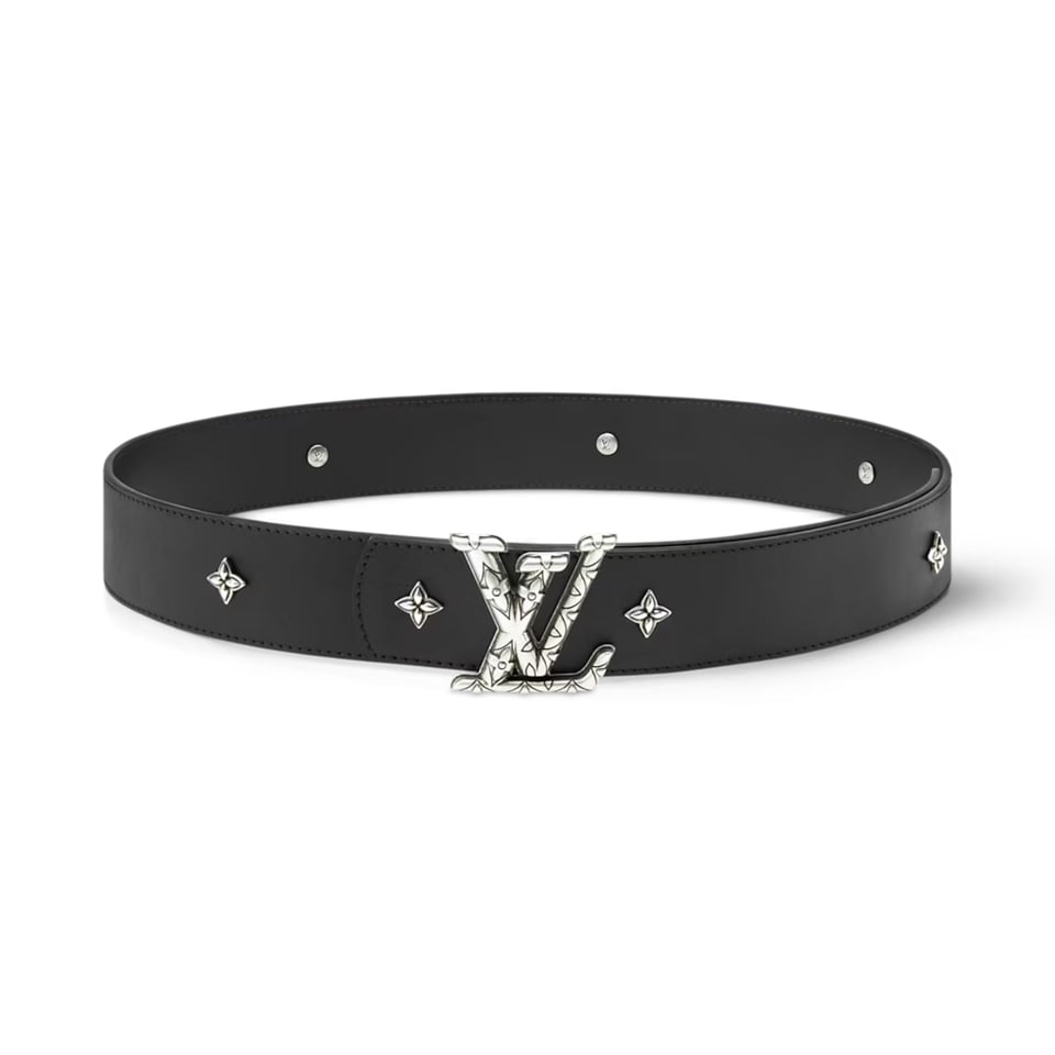 Lv Dimension Drift Flower Studs 40mm Reversible Belt Black M4648V