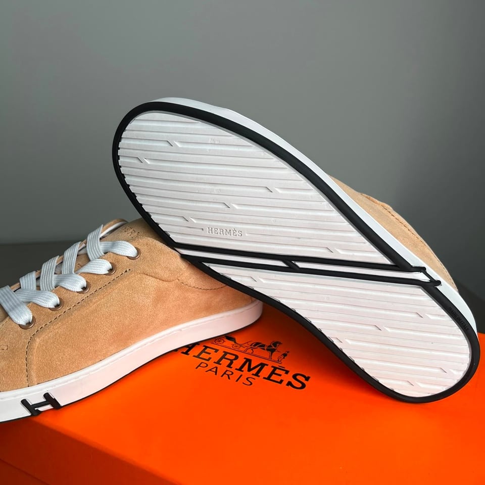 Hermes Kid Sneakers Beige Sable Color Goatskin H251933ZHC9400 view 3