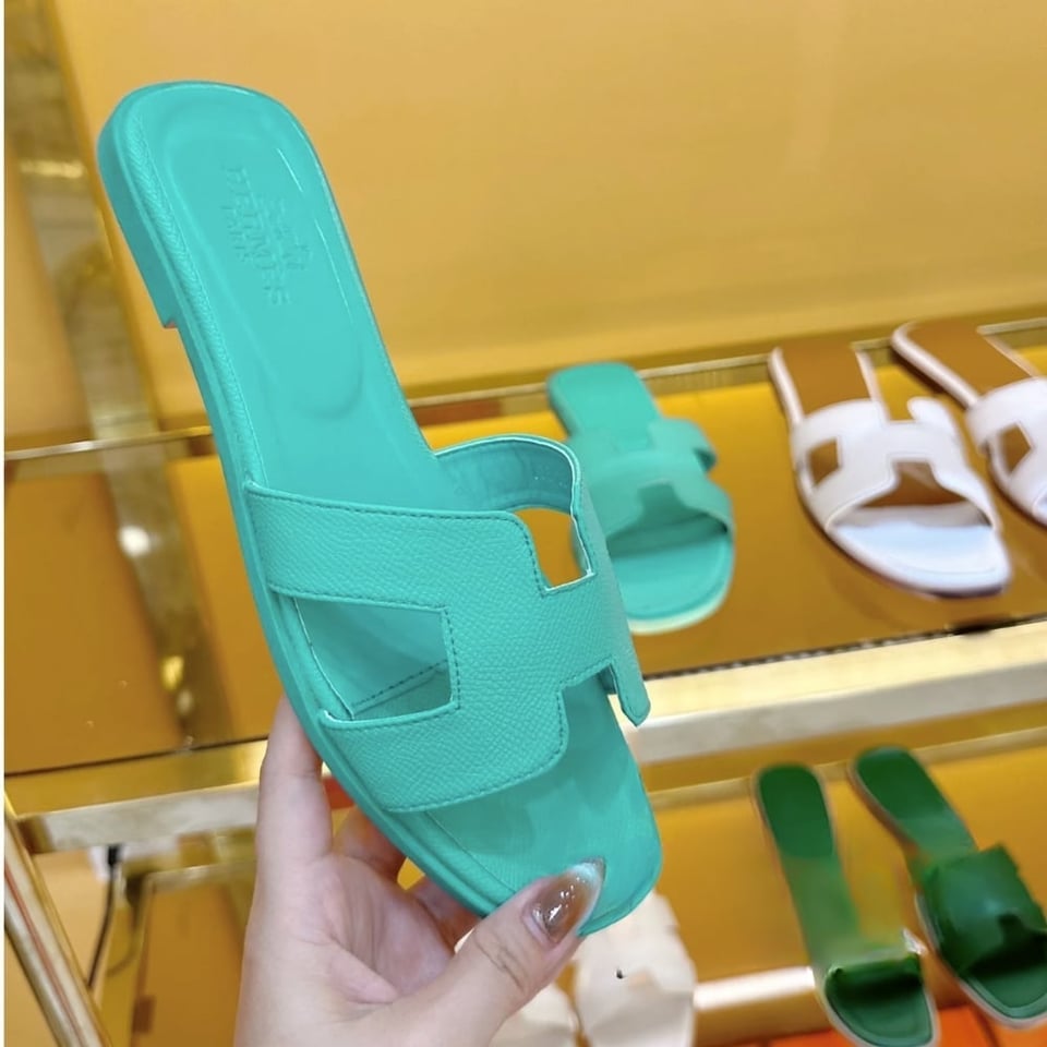 Hermes Slippers Flat Oran Turquoise H202272Z 3L365 view 3