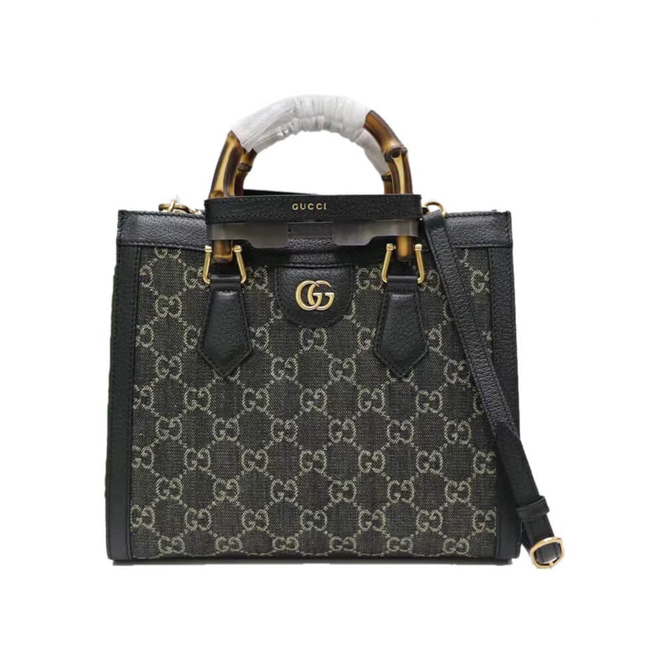 Gucci Diana Small Tote Bag in Black Denim view 2