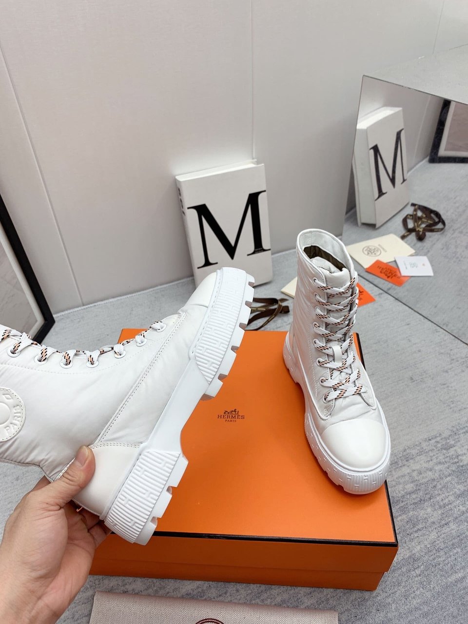 Hermes Fresh Ankle Boots White view 4