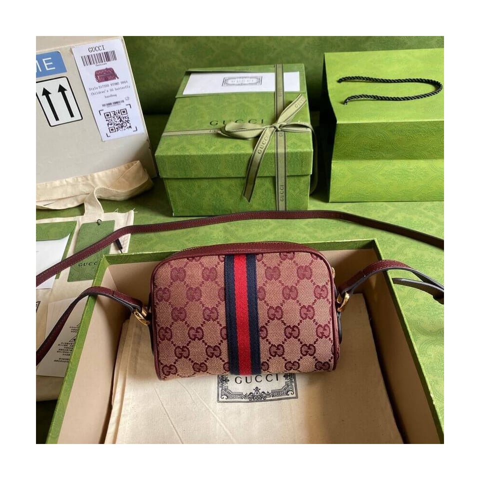 Gucci Ophidia Mini Bag With Web Burgundy view 5
