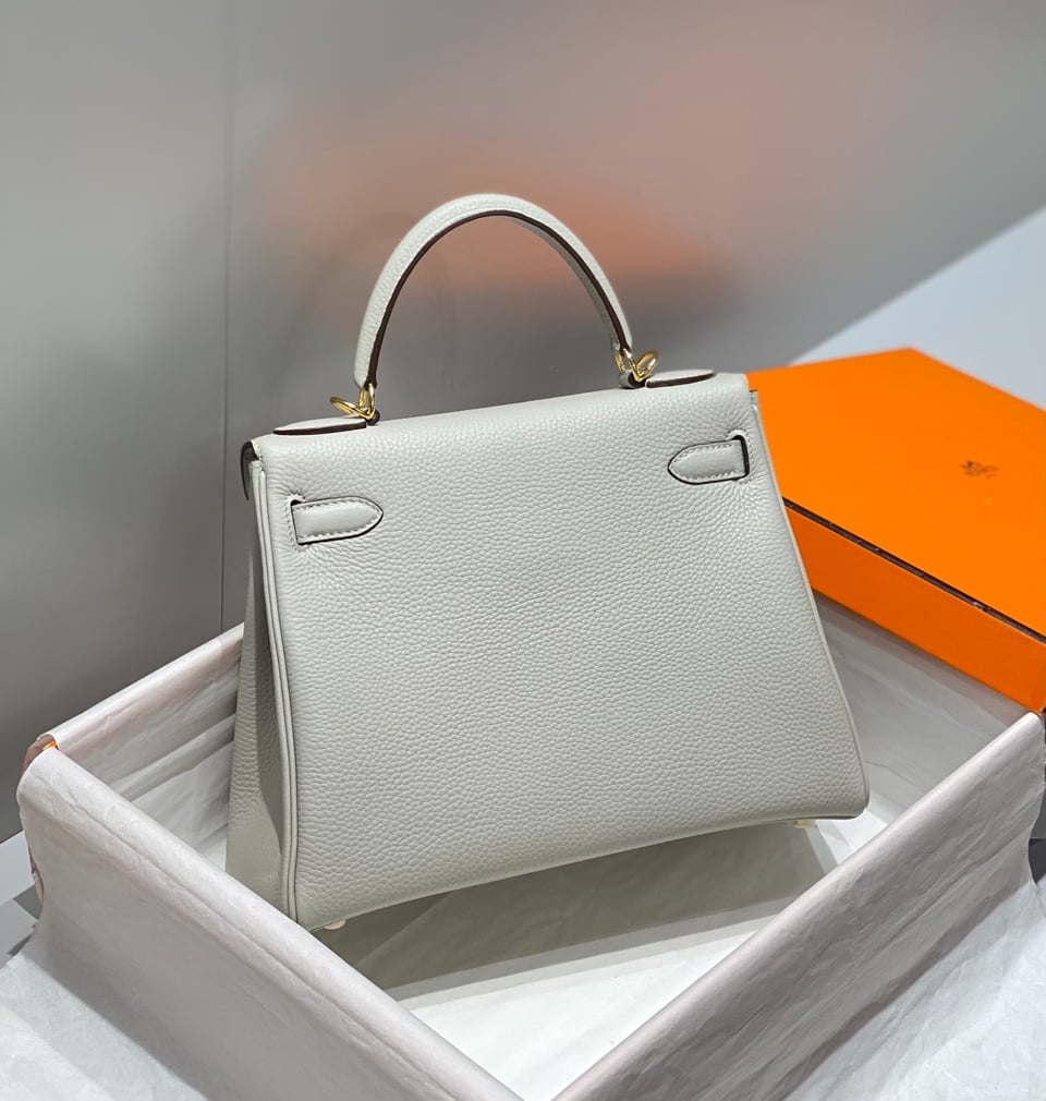Hermes Kelly 25 Bag In Gris Perle Epsom Leather For Women 25cm/10in view 4