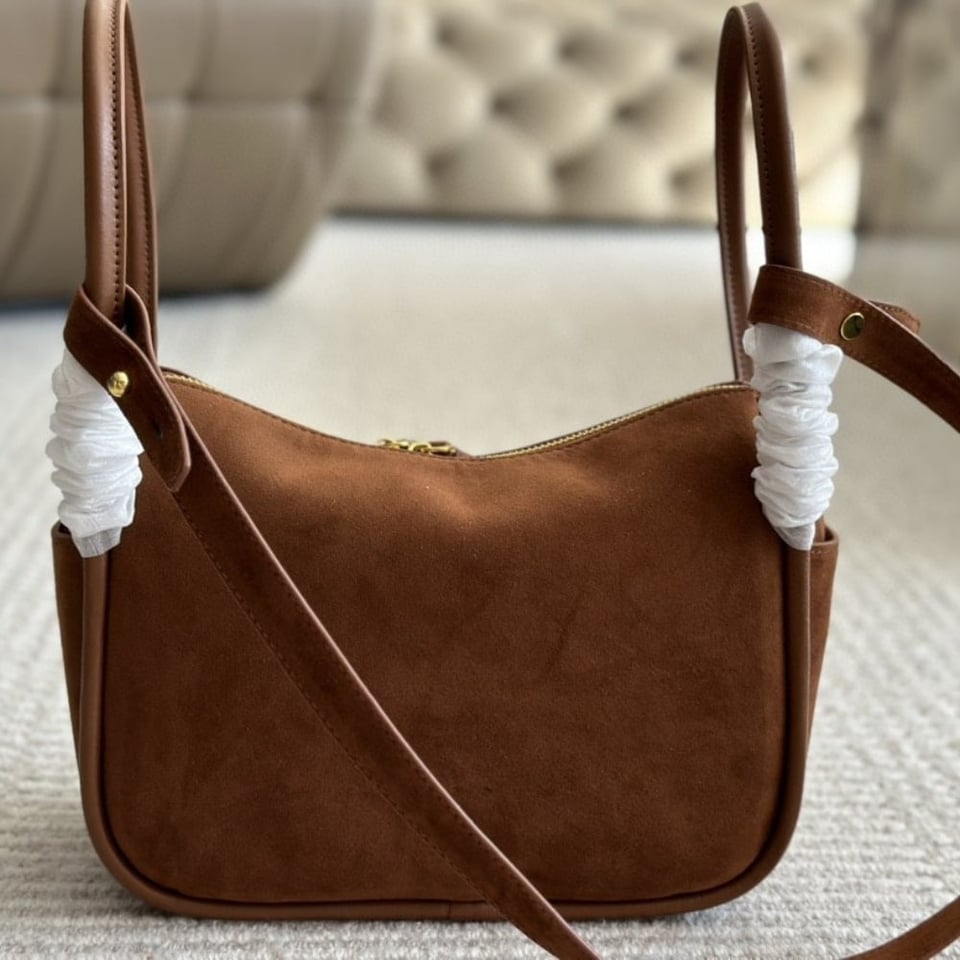 Prada Suede Hand Bag Cocoa Brown 26Cm view 7