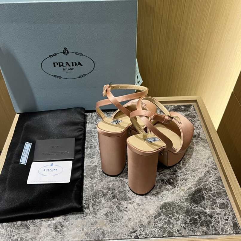 Prada High-Heeled Satin Beige Sandals view 4