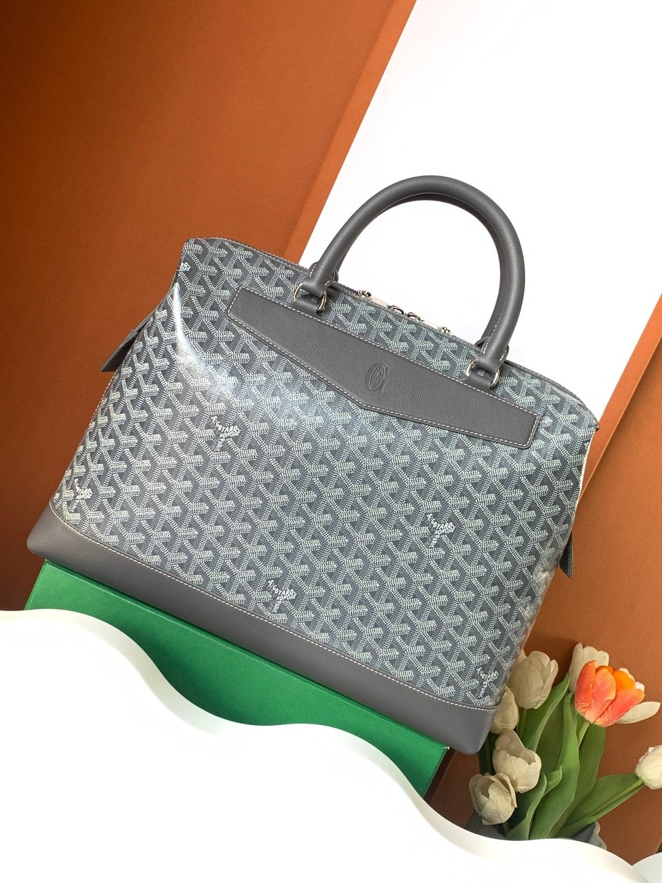 Goyard Cisalpin Document Case 39cm Gray Goyardine Canvas And Calfskin view 4