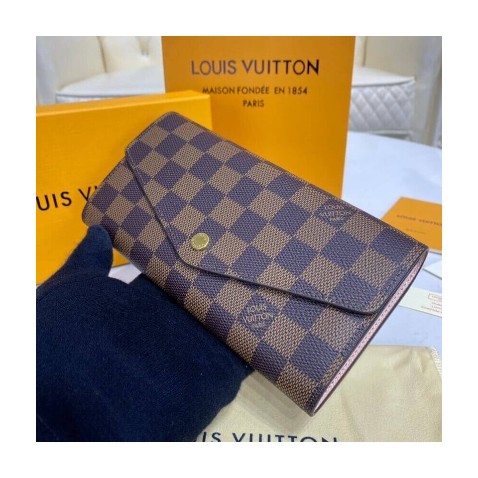 Louis Vuitton Damier Ebene Sarah Wallet Pink view 3