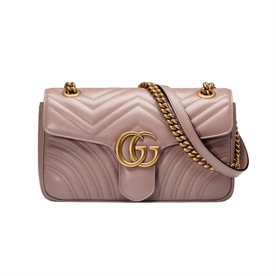 Gucci GG Marmont Matelasse Chevron Leather Small Shoulder Bag Nude Pink view 2