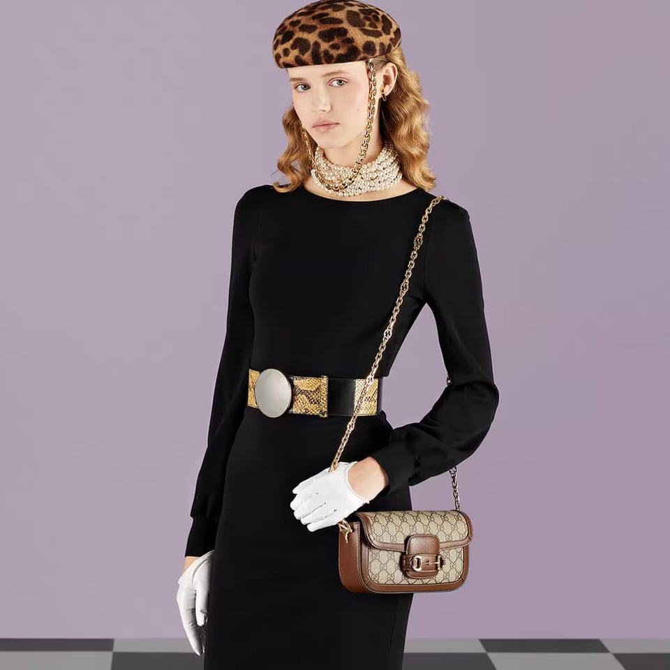 Gucci Horsebit 1955 GG Supreme Canvas Should Bag Brown view 3