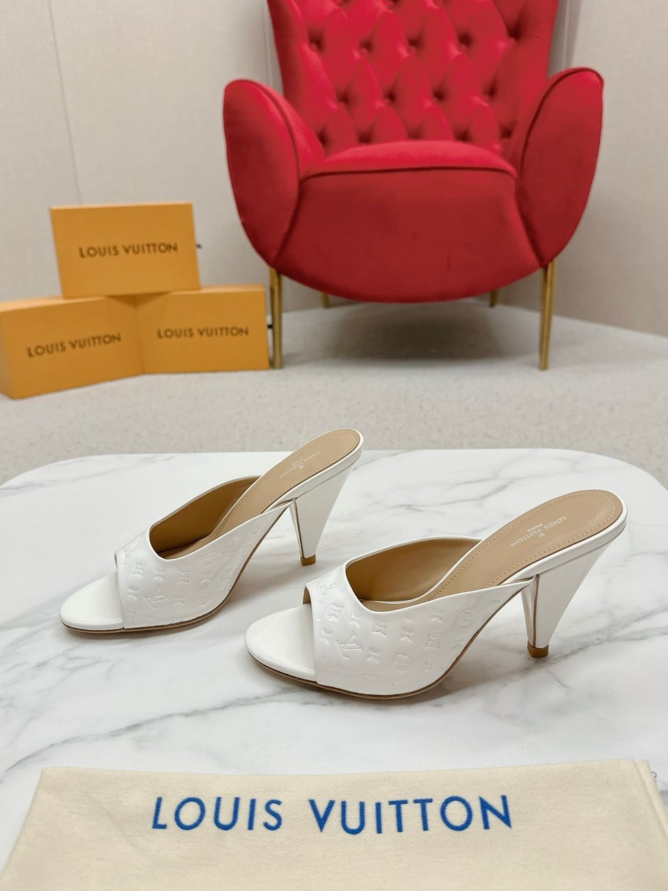 Louis Vuitton Super Mule Sandals White 1Acj51 view 6