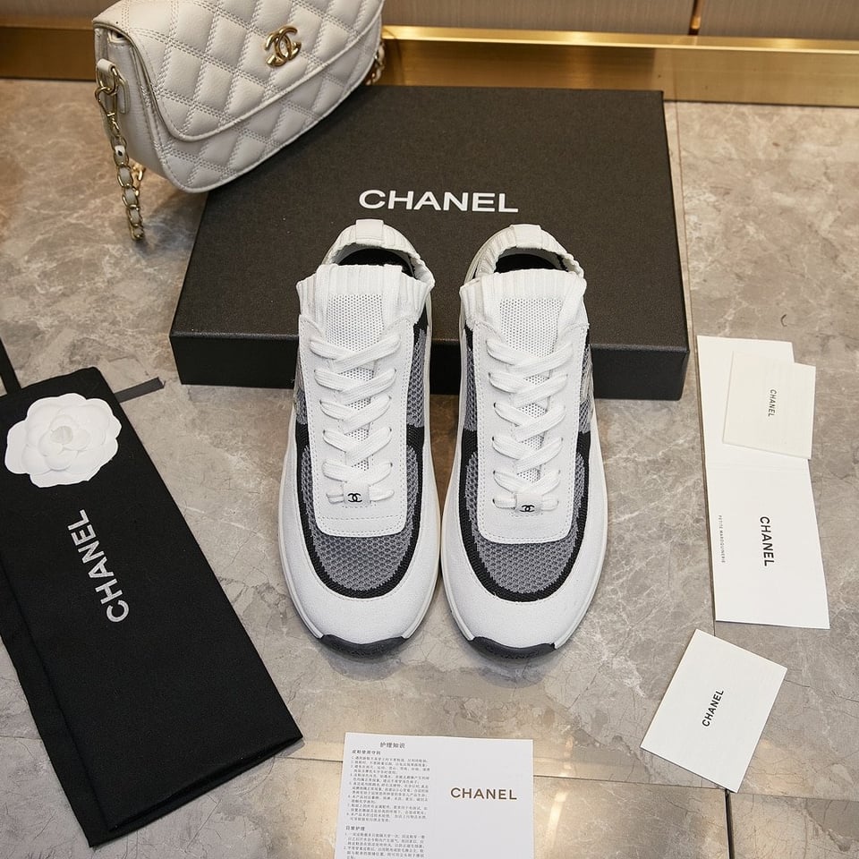 Chanel Cruise Sock Sneakers White Black view 7