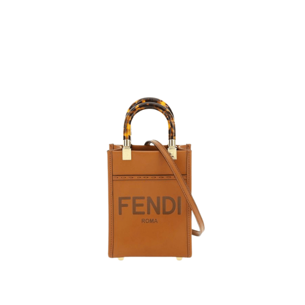 Fendi Mini Sunshine Shopper Leather Bag Brown 18Cm 8Bs051 view 2