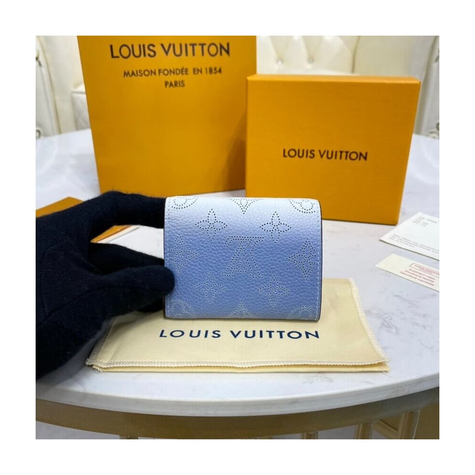 Louis Vuitton Iris XS Wallet in Blue Gradient Mahina Perforated Leather view 3