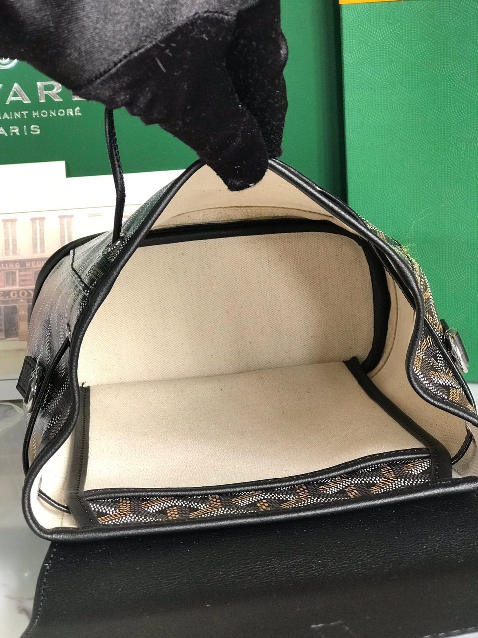 Goyard Alpin Mini Backpack 21cm Black Lambskin And Goyardine Canvas view 8