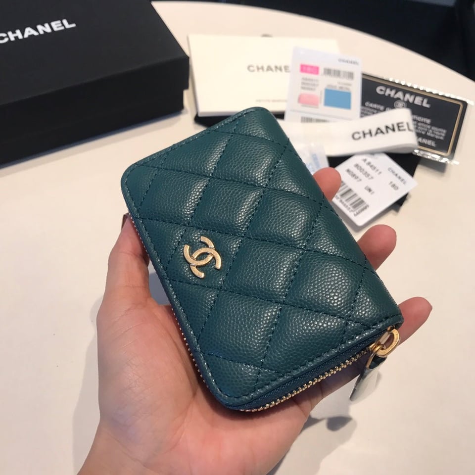Chanel Zipped Caviar Purse 11 Ocean Calfskin Gold Icon view 3